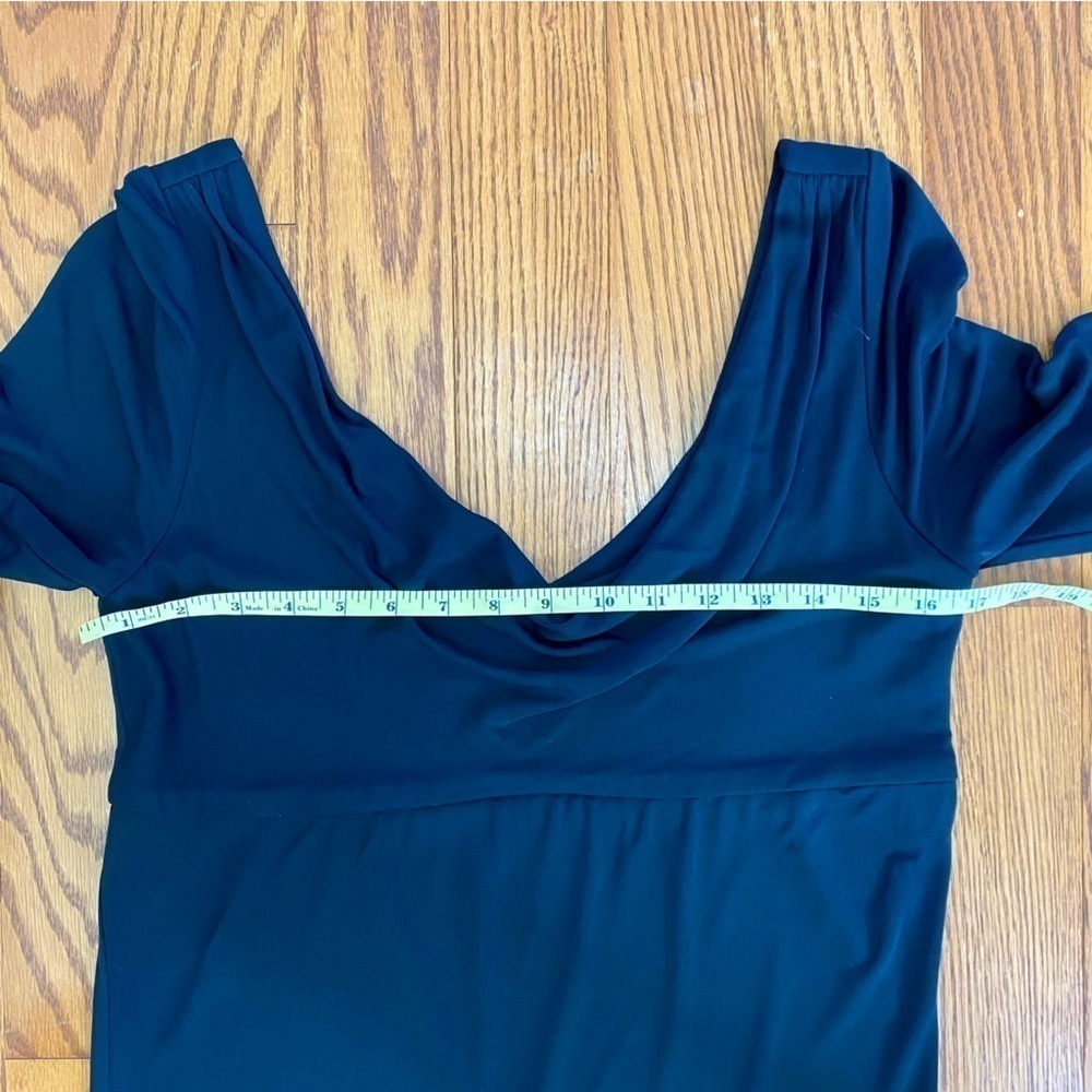 Diane Von Ferstenberg black midi dress v-neck 3/4 sleeves size 12 - Picture 5 of 7